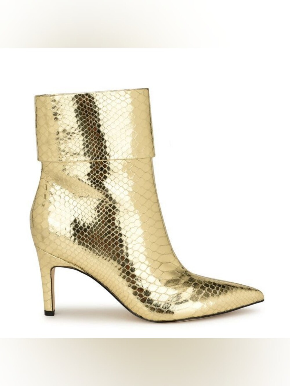 Nine West Gold Snake-Embossed Ankle Boots - 7.5